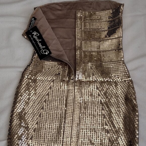 Rachael G Strapless Gold Beaded Dress, Size S - Picture 15 of 16